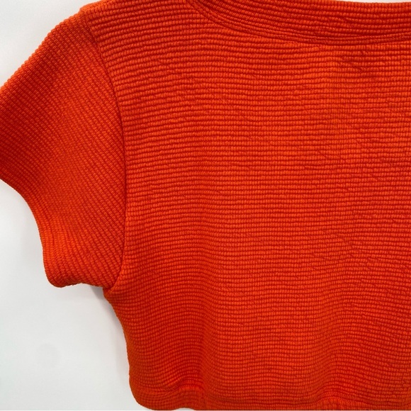 Madewell V-Neck Crop Tee Brilliant Tangerine Large - Picture 6 of 8